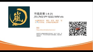 市场直播 1-8-25/ES /NQ SPY QQQ IWM etc 大盘解盘技术： 缠论，波浪，谐波， 钻石💎信号系统，主要做和蓝筹股等