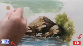 كيف ترسم الصخور / رسم الحجارة والجبال / How to draw rocks