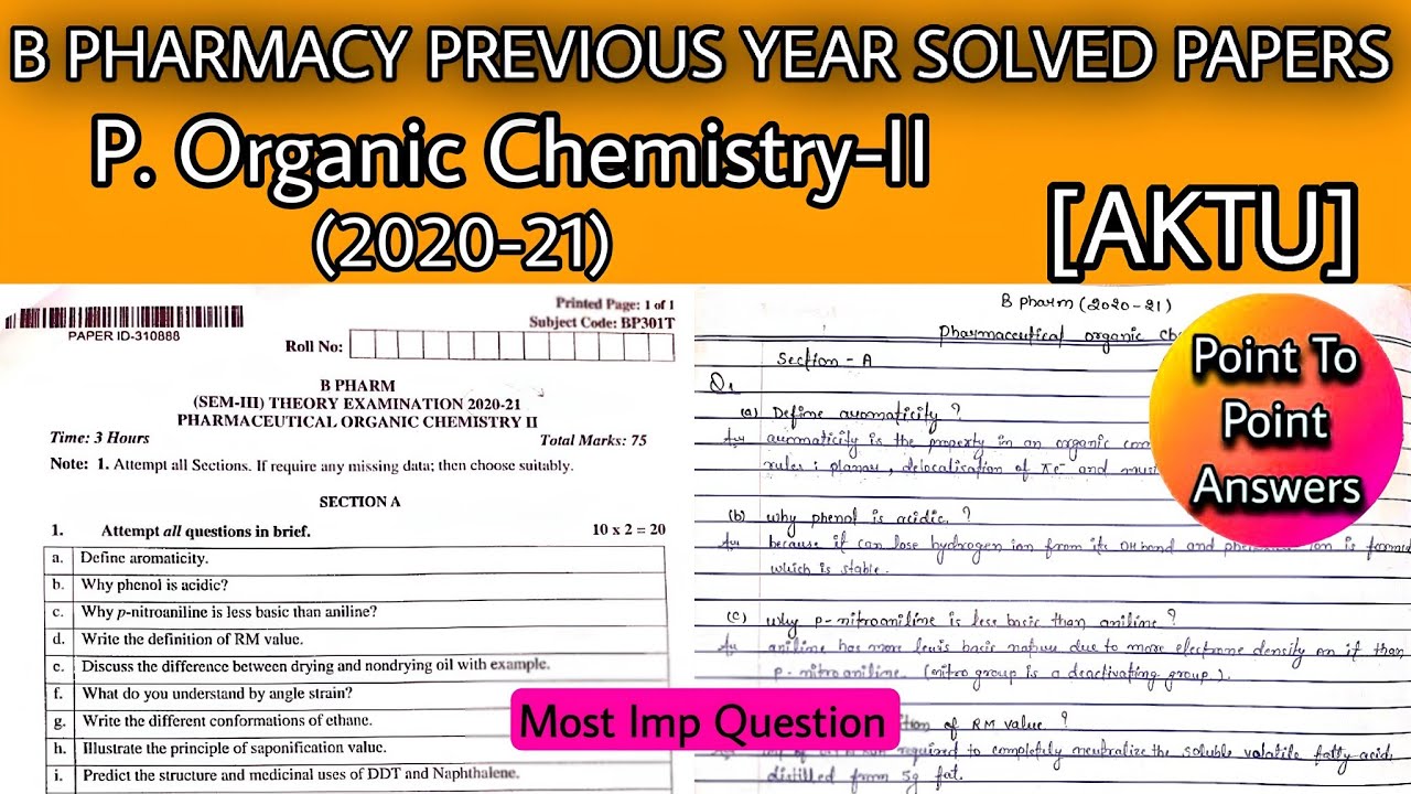 B PHARM PREVIOUS YEAR SOLVED QUESTION PAPER | 2020-21 | AKTU | SEM-3 ...