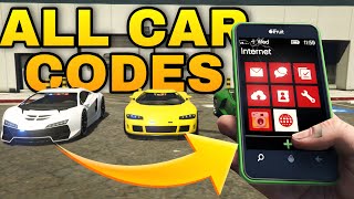 ALL CARS and VEHICLES SECRET CODES IN GTA 5