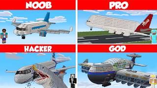 Minecraft AIRPLANE HOUSE BUILD CHALLENGE - NOOB vs PRO vs HACKER vs GOD / Animat