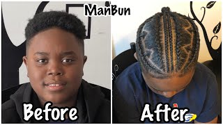 #84. 😯 How to: MAN BUN BRAIDS - short hair braids men