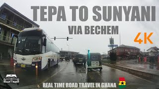 Tepa To Sunyani Rain Travel by Road via Bechem with a Mercedes Benz W202 C180 in Ghana 4K