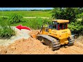 Very Nice Skills Work Dozer SHANTUI  DH17 C2  Pushing grass and mud & Delivery Truck 25Ton