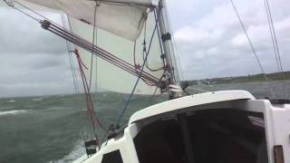 Downwind sailing in an RYS J80 off the Isle of Wight with Robin and Mat