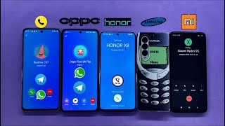 Telegram, WhatsApp, Fake Incoming call Samsung Z Fold 3 + Oppo Flip+ Realme C67 +Honor 8X + Redmi 9S