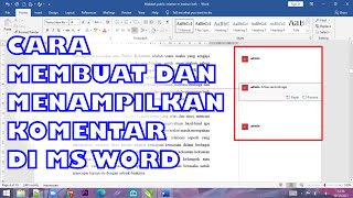 Cara Membuat dan Menampilkan Komentar di word