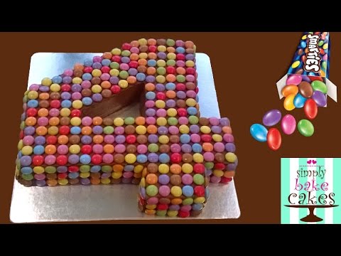 How to make a Smarties number 4 cake How to make a Smarties number 4 cake