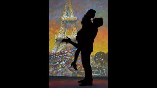 A Night in Paris - time lapse speed painting - French Eiffel Tower lovers art