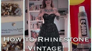 DIY How to add sparkle to a vintage dress with rhinestones by CHERRY DOLLFACE