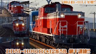 〈網干訓練の復路〉DD51-1109【宮】+12系5B @姫路駅,加古川駅,元町駅,甲南山手駅にて。