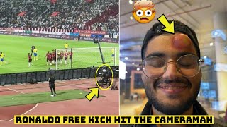 🤯 Cristiano Ronaldo Free Kick Hit the Cameraman During Al Nassr vs Al Raed 3-1