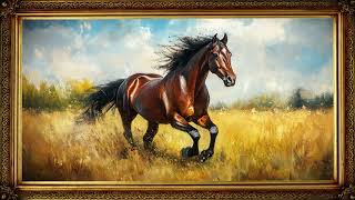 Perfection | Vintage TV Art Horse Painting | Gold Frame TV Art | Art Screensaver for TV 2 hrs