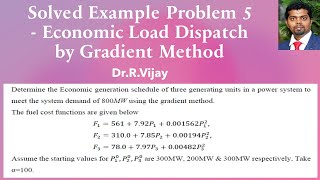 Solved Example Problem 5 - Economic Load Dispatch by Gradient Method