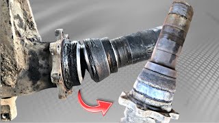 A damaged rear Truck axle spindle repaired by a skilled boy ll Isuzu truck spindle repairing