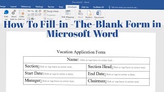 How To Make A Fill In The Blanks Form In Microsoft Word Create Fillable ...