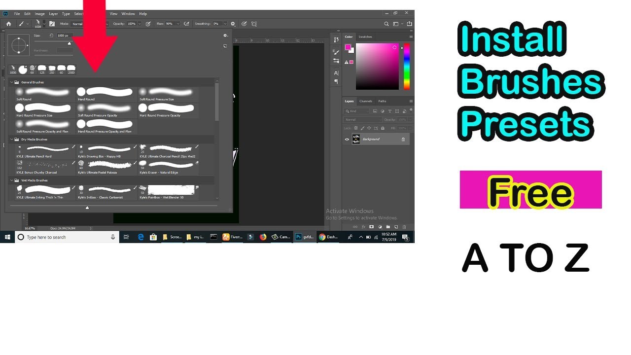 How To Install And Download Free Brushes For Photoshop Bangla Tutorial ...