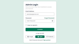 How To Create Login Form In HTML and CSS | Toggle Password Visibility in JavaScript || Responsive