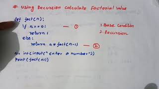 python program to find the factorial value with recursion/what is recursion @EasyLearningComputer