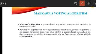 Maekawa's Voting Algorithm-Ring based election algorithm-Distributed Computing-KTU
