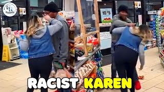 Racist Karen Gets KNOCKED OUT COLD After THUNDER SLAPPED And Getting Instant Karma😲