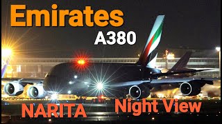 ✈✈RJAA成田空港Night View 超大型旅客機の離陸 エミレーツ航空 (Emirates) Airbus A380-861A6-EOM NightTake-off Narita RWY16R