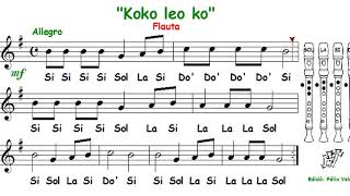 Resultado de imagen de Koko leo ko (Flauta con notas)