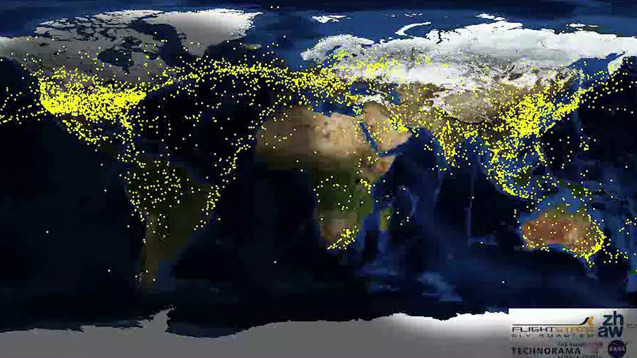 Timelapse Of Global Air Traffic - YouTube