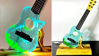 Ocean with SHARKS in the Guitar , Epoxy Resin Night Lamp - Resin Art