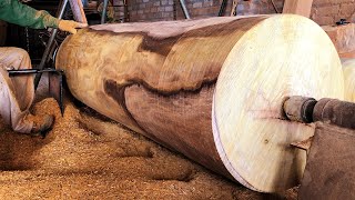 Amazing Skills Work With Giant Wood Lathe | Large Woodworking Extremely Dangerous, Giant Woodturning