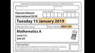 IGCSE Mathematics January 2019 - 4MA1/2H