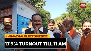 BJP Chief JP Nadda Casts Vote In Vijaypur, Overall Himachal Pradesh Turnout Is 17.9% Till Now