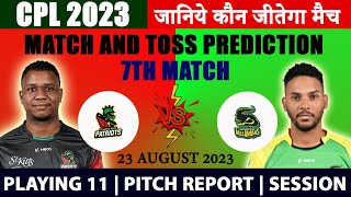 CPL 2023 | SNP vs JT 7th Match Prediction | St Kitts And Nevis Patriots vs Jamaica Tallawahs