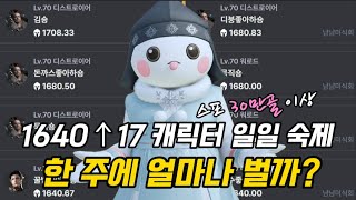 1640↑17 캐릭터 한 주 일일 숙제 수익 총정리 [로스트아크]