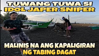 MADALING ARAW PALANG NAGLILINIS NA SI MATEPO IDOL JAPER SNIPER NATUTUWA SA KALINISAN NG TABING DAGAT