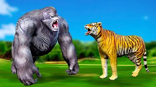 बड़ा गॉरिला और बाघ कहनिया Hindi Kahaniya - Panchatantra Stories - 3D Hindi Kahani | Giant Gorilla