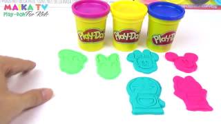 Learn Colors For Children With Doraemon Donald Duck and Mickey Mouse Play Doh Disney Toys