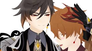 MMD x Genshin Impact -Pet the good boy [Zhongli x childe]