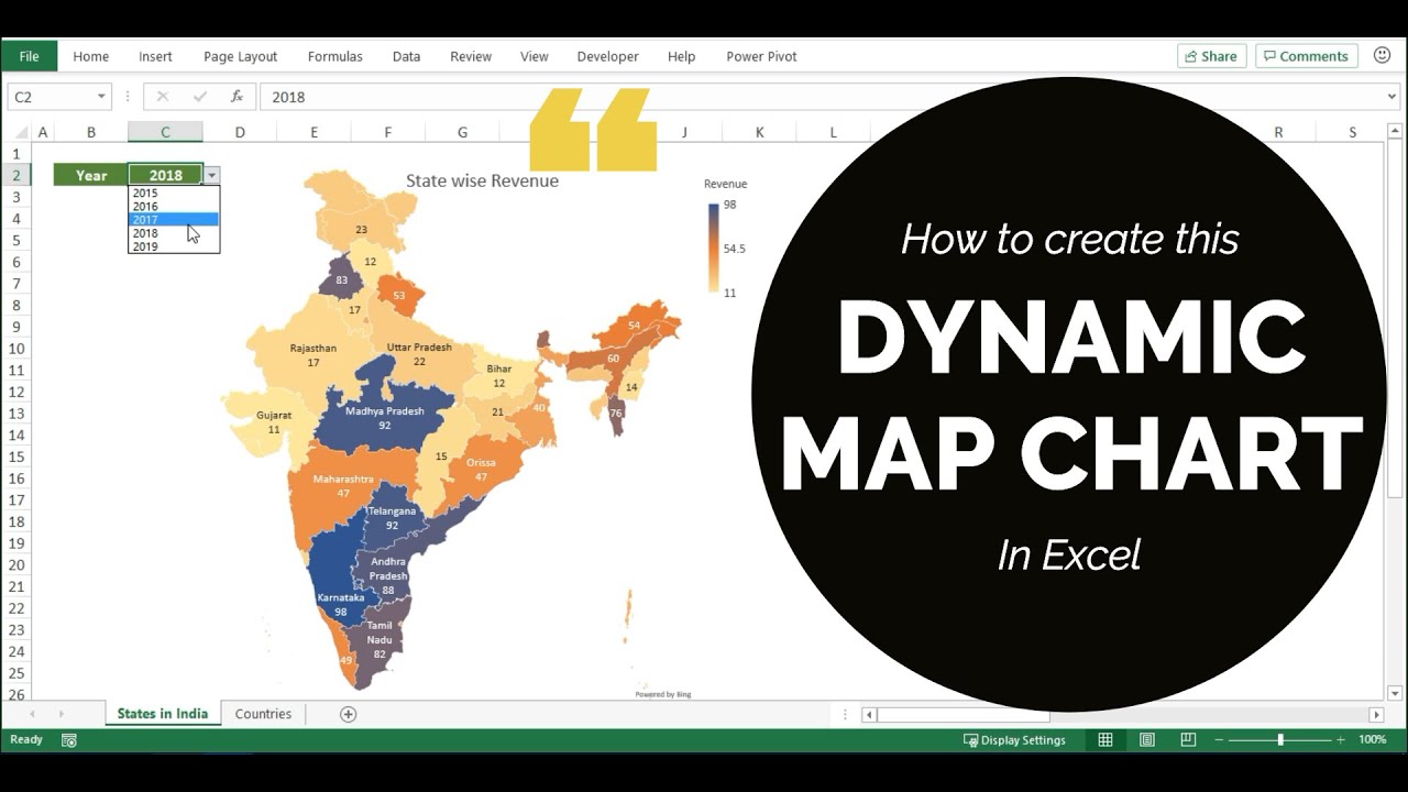 How To Create A Dynamic Map Chart With Drop Down In Excel 🗺 Excel Map ...