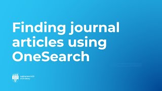 Finding journal articles using OneSearch