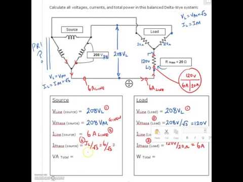 3 Phase Calculation #7 (Delta Source, Wye Load) - YouTube