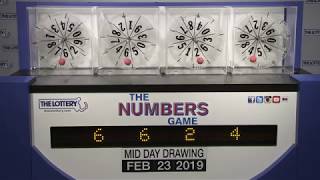Midday Numbers Game Drawing: Saturday, February 23, 2019