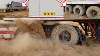 Large trucks stuck in the Al-Jawf desert |  The suffering of the truck driver in Yemen