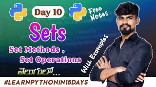 Sets in Python | Set Methods & Operations Explained With Examples | Python Course in Telugu 2023 |