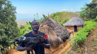 African village life #Cooking Chicken curry with Green Bananas for Supper