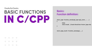 Basic Functions in C / C++