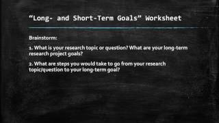 Planning for Long-term Research Projects