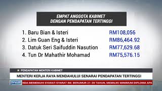 Menteri Kerja Raya Mendahului Senarai Pendapatan Tertinggi