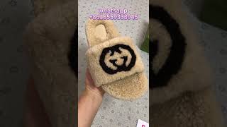 Gucci Interlocking G Shearling Slides Sandal Light Brown Unboxing  # Shorts #