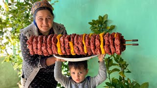 Extreme Village Food in Azerbaijan! Saj Kebab in a Frying Pan - 100 times better than Cutlets!